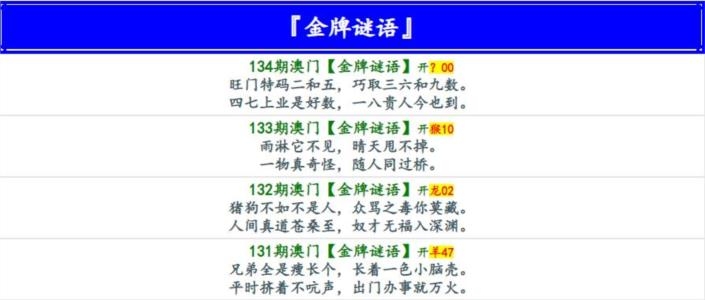 金牌谜语